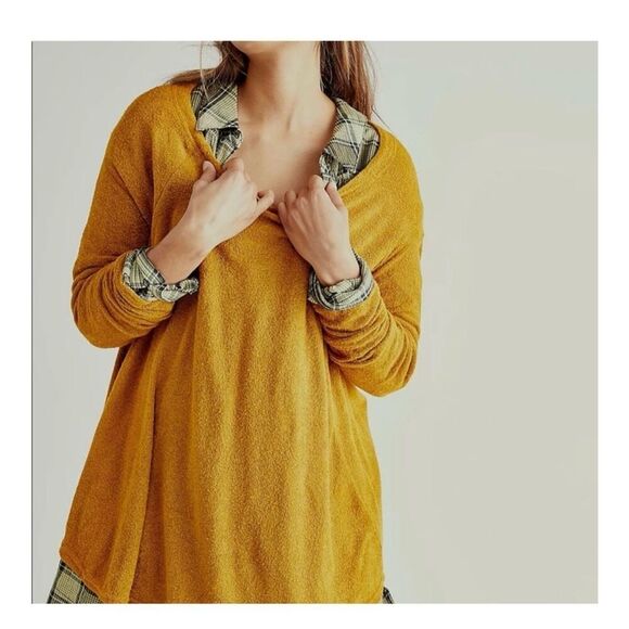 Free People Beach Women’s Julianna Terry Cloth Orange Tunic Long Sleeve Top - Picture 4 of 8